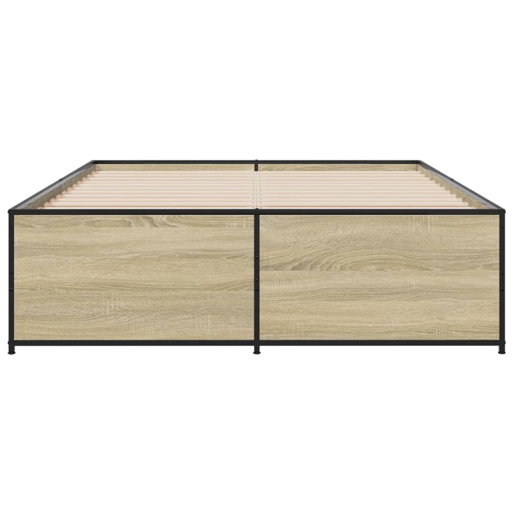 vidaXL Πλαίσιο Κρεβατιού Sonoma Δρυς 120x190 εκ. Επεξ. Ξύλο & Μέταλλο