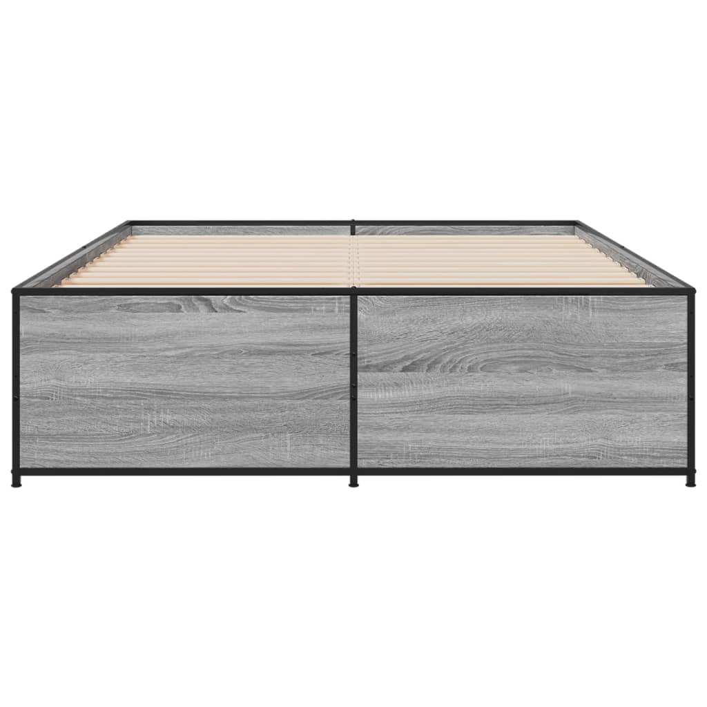 vidaXL Πλαίσιο Κρεβατιού Γκρι Sonoma 120 x 190εκ. Επεξ. Ξύλο & Μέταλλο
