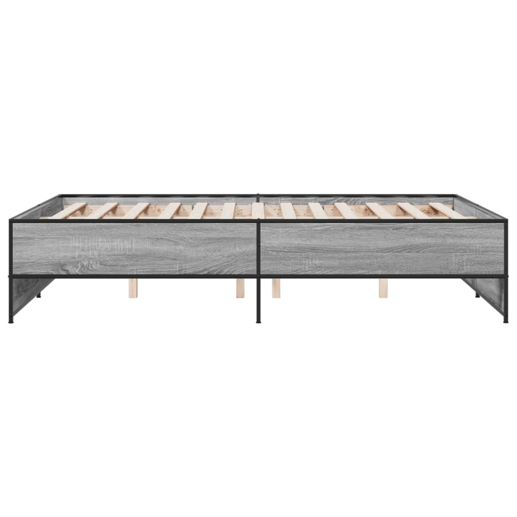 vidaXL Πλαίσιο Κρεβατιού Γκρι Sonoma 120 x 190εκ. Επεξ. Ξύλο & Μέταλλο
