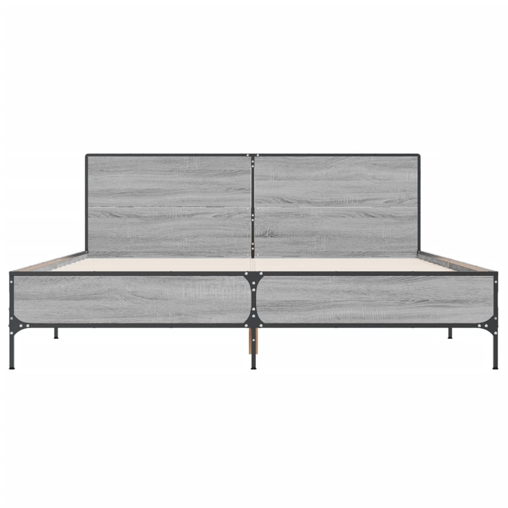 vidaXL Πλαίσιο Κρεβατιού Γκρι Sonoma 120x200 εκ. Επεξ. Ξύλο & Μέταλλο