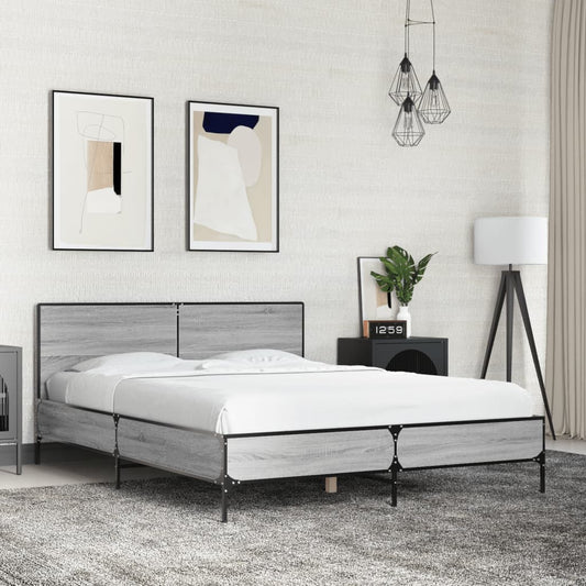 vidaXL Πλαίσιο Κρεβατιού Γκρι Sonoma 120x200 εκ. Επεξ. Ξύλο & Μέταλλο