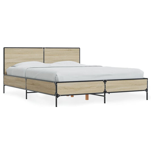 vidaXL Πλαίσιο Κρεβατιού Sonoma Δρυς 140x200 εκ. Επεξ. Ξύλο & Μέταλλο