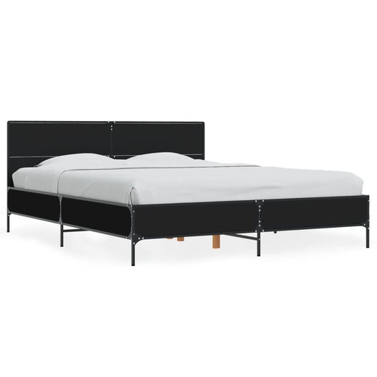 vidaXL Πλαίσιο Κρεβατιού Μαύρο 160x200 εκ. Επεξ. Ξύλο & Μέταλλο