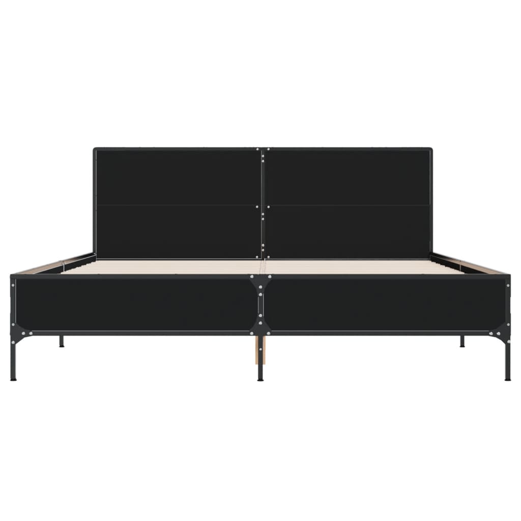 vidaXL Πλαίσιο Κρεβατιού Μαύρο 160x200 εκ. Επεξ. Ξύλο & Μέταλλο