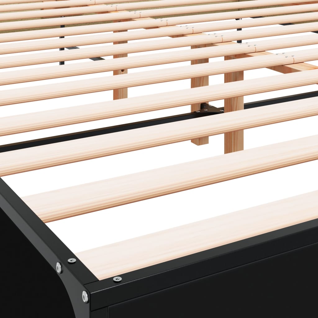 vidaXL Πλαίσιο Κρεβατιού Μαύρο 160x200 εκ. Επεξ. Ξύλο & Μέταλλο