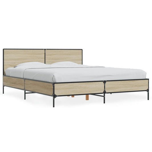 vidaXL Πλαίσιο Κρεβατιού Sonoma Δρυς 150x200 εκ. Επεξ. Ξύλο & Μέταλλο