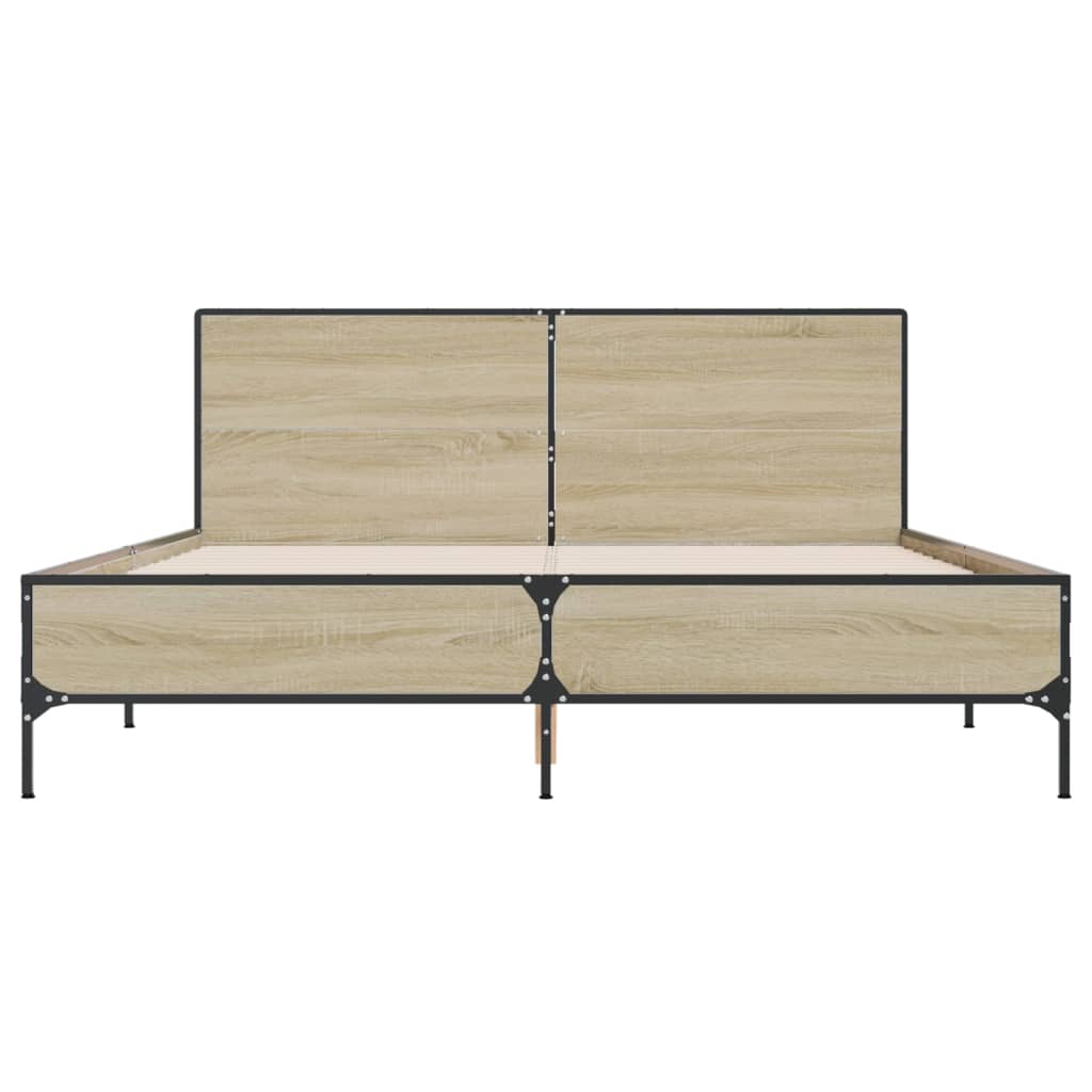 vidaXL Πλαίσιο Κρεβατιού Sonoma Δρυς 150x200 εκ. Επεξ. Ξύλο & Μέταλλο