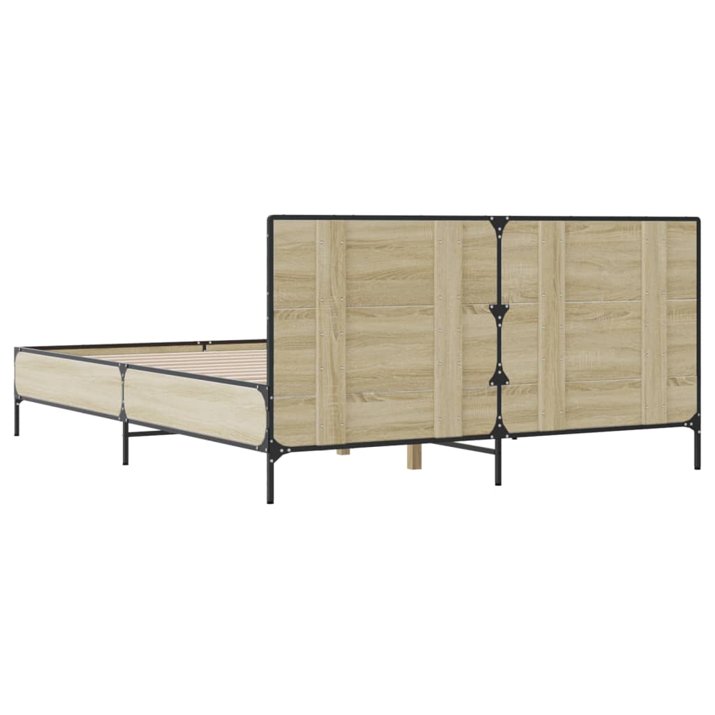 vidaXL Πλαίσιο Κρεβατιού Sonoma Δρυς 150x200 εκ. Επεξ. Ξύλο & Μέταλλο