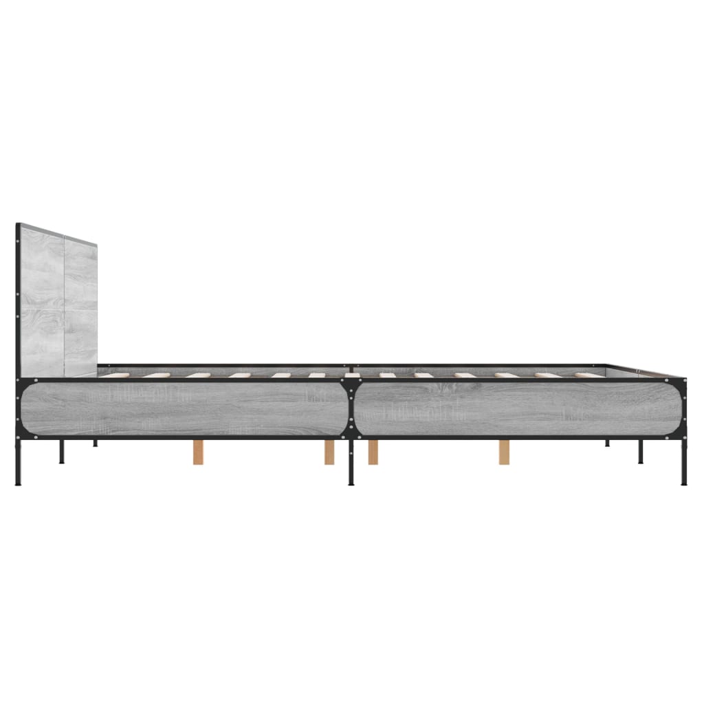 vidaXL Πλαίσιο Κρεβατιού Γκρι Sonoma 150x200 εκ. Επεξ. Ξύλο & Μέταλλο