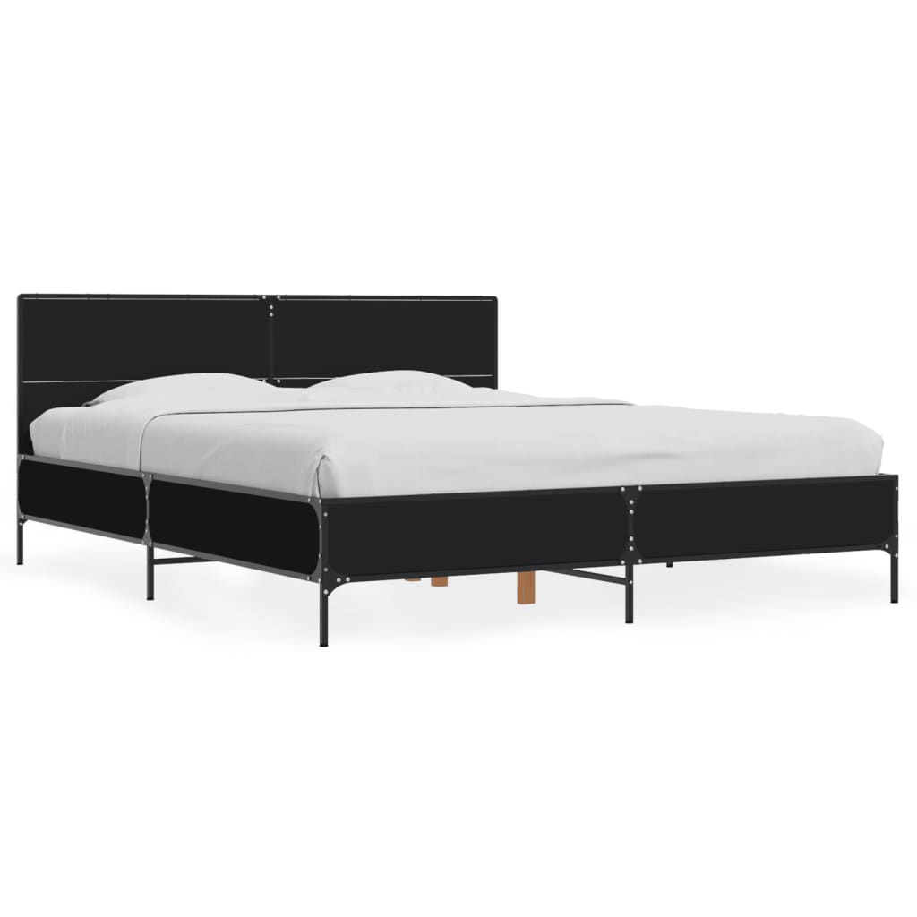 vidaXL Πλαίσιο Κρεβατιού Μαύρο 160 x 200 εκ. Επεξ. Ξύλο & Μέταλλο