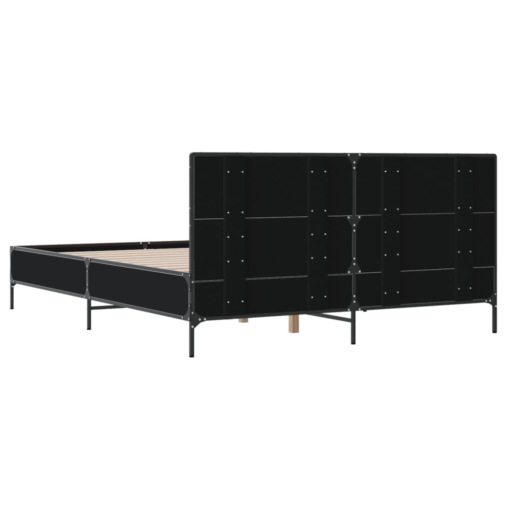 vidaXL Πλαίσιο Κρεβατιού Μαύρο 160 x 200 εκ. Επεξ. Ξύλο & Μέταλλο