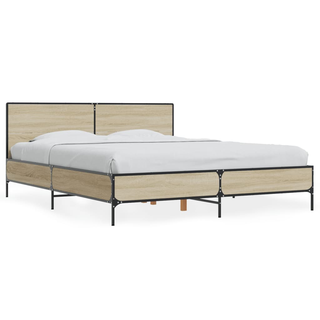 vidaXL Πλαίσιο Κρεβατιού Sonoma Δρυς 160x200 εκ. Επεξ. Ξύλο & Μέταλλο