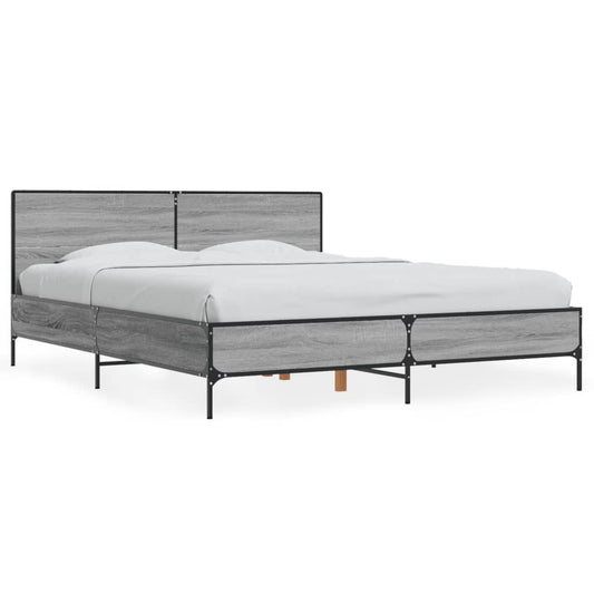 vidaXL Πλαίσιο Κρεβατιού Γκρι Sonoma 160x200 εκ. Επεξ. Ξύλο & Μέταλλο