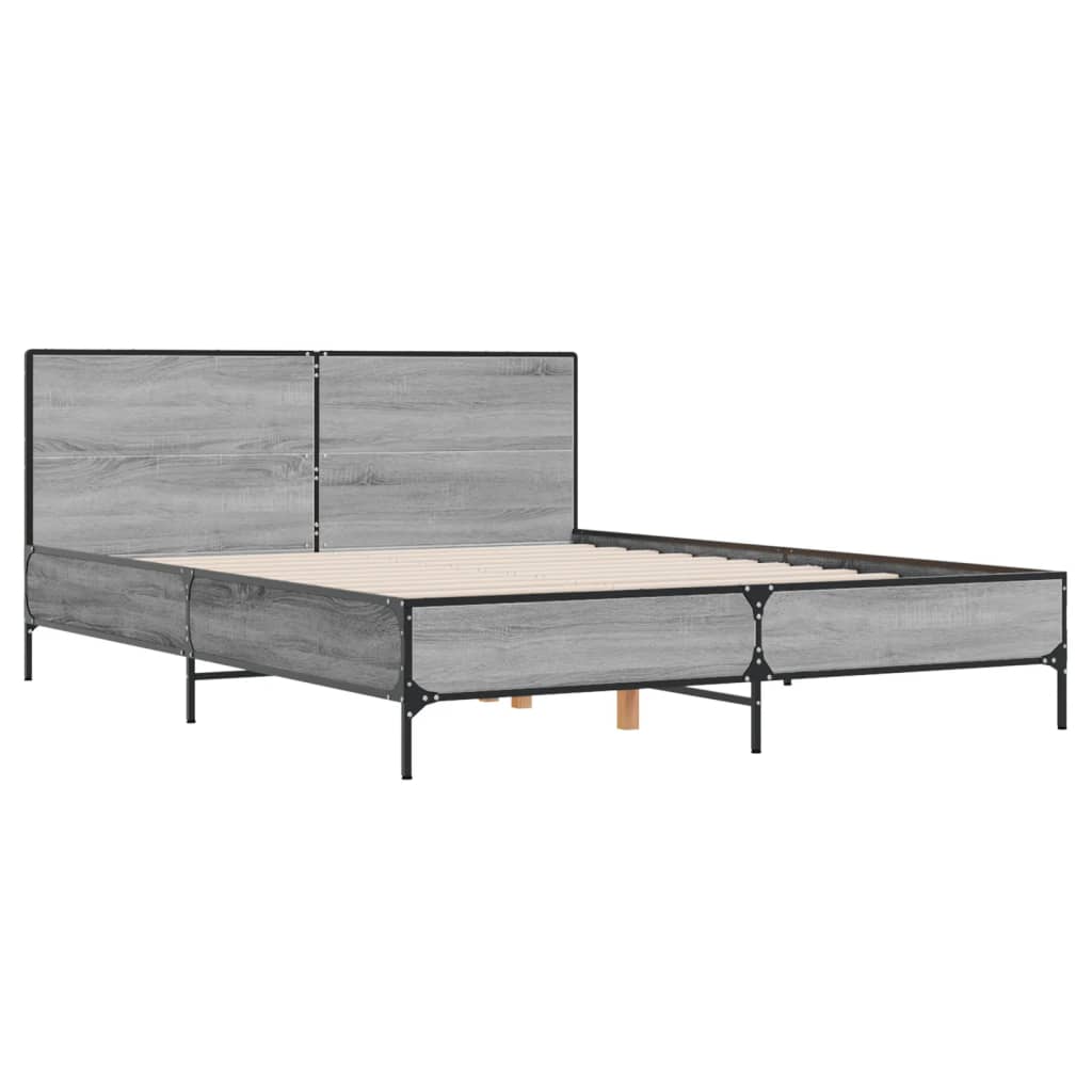 vidaXL Πλαίσιο Κρεβατιού Γκρι Sonoma 160x200 εκ. Επεξ. Ξύλο & Μέταλλο