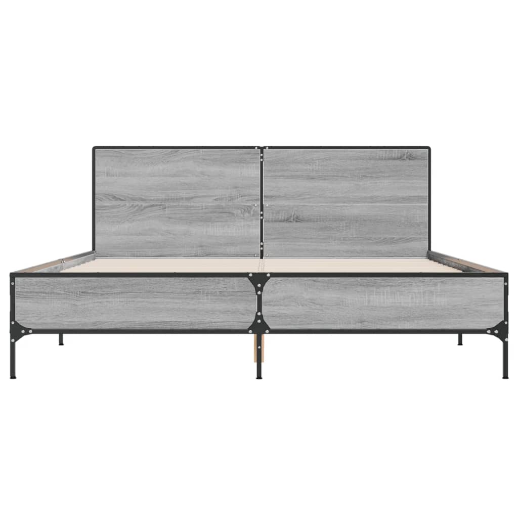 vidaXL Πλαίσιο Κρεβατιού Γκρι Sonoma 160x200 εκ. Επεξ. Ξύλο & Μέταλλο
