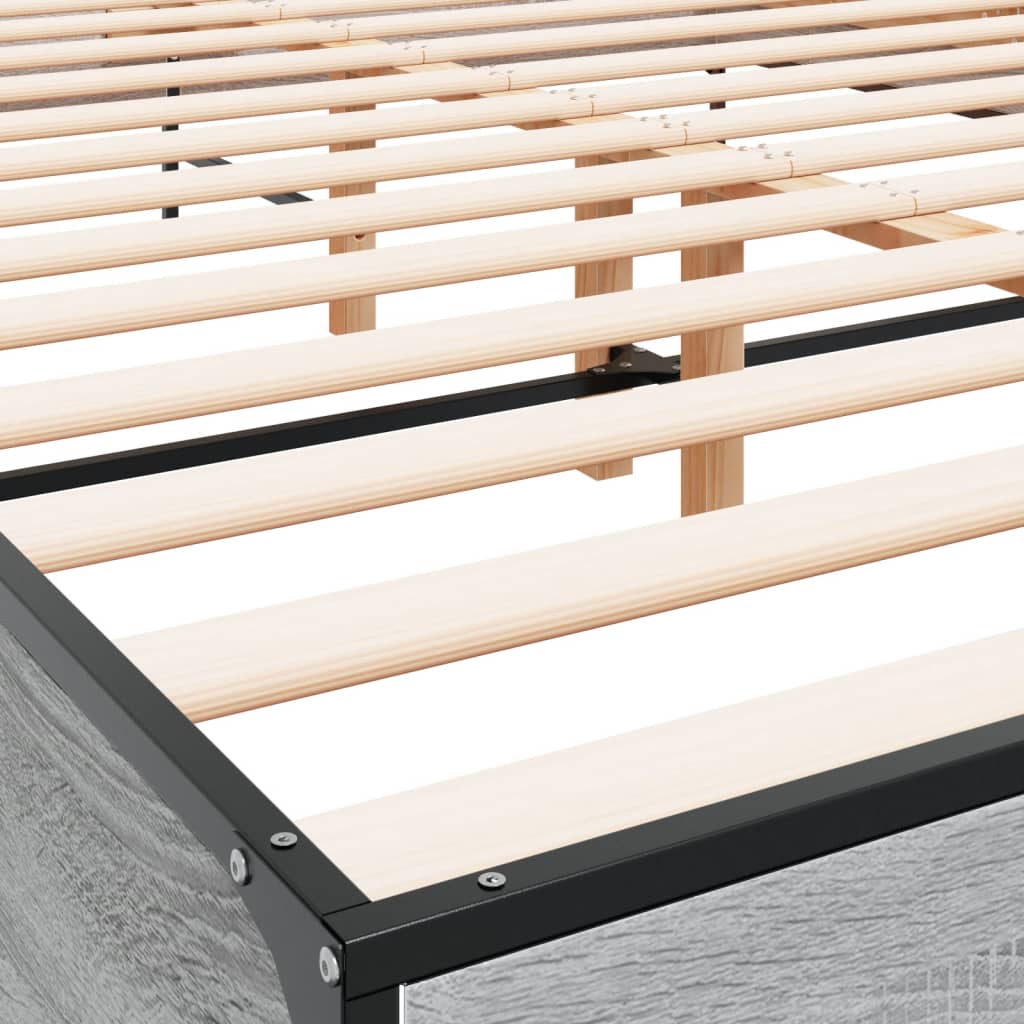 vidaXL Πλαίσιο Κρεβατιού Γκρι Sonoma 160x200 εκ. Επεξ. Ξύλο & Μέταλλο