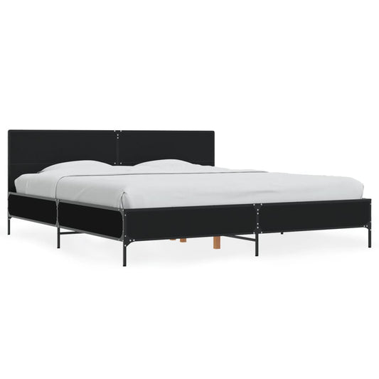vidaXL Πλαίσιο Κρεβατιού Μαύρο 180 x 200 εκ. Επεξ. Ξύλο & Μέταλλο