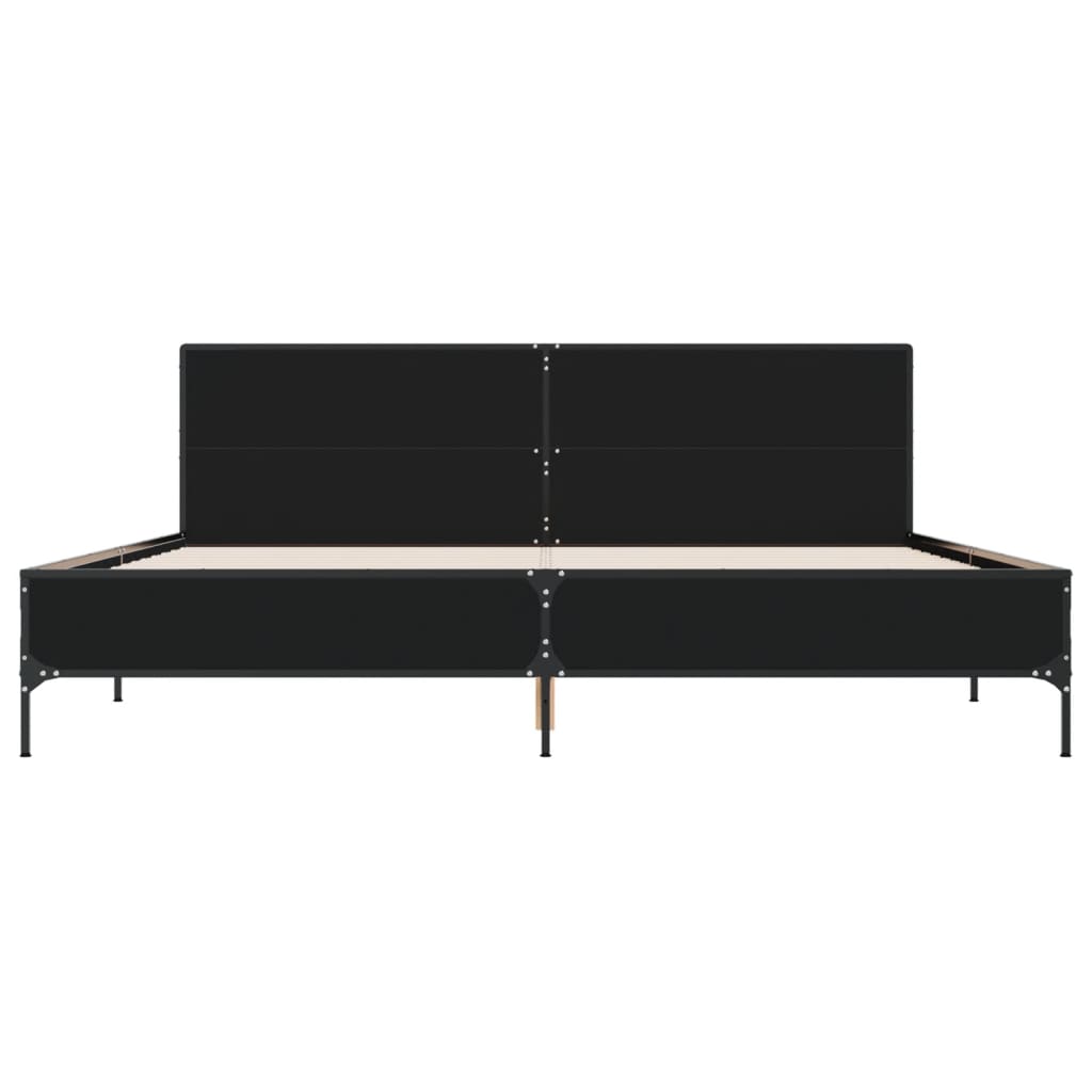 vidaXL Πλαίσιο Κρεβατιού Μαύρο 180 x 200 εκ. Επεξ. Ξύλο & Μέταλλο
