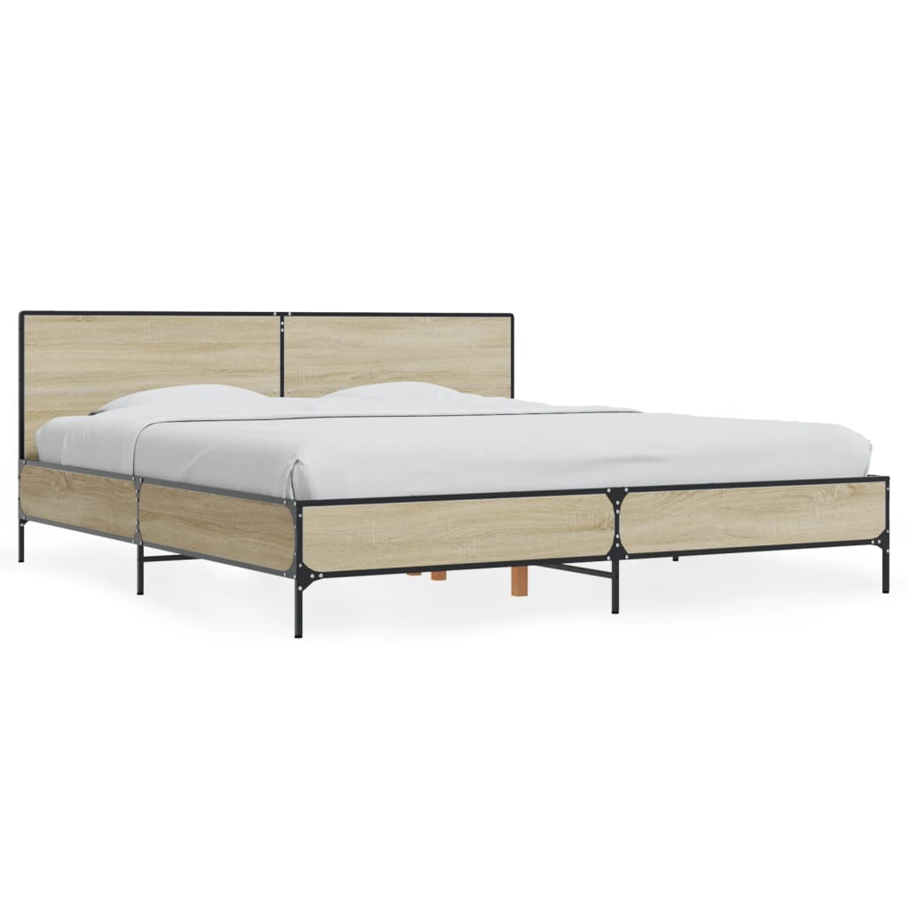 vidaXL Πλαίσιο Κρεβατιού Sonoma Δρυς 200x200 εκ. Επεξ. Ξύλο & Μέταλλο