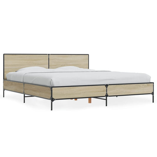 vidaXL Πλαίσιο Κρεβατιού Sonoma Δρυς 200x200 εκ. Επεξ. Ξύλο & Μέταλλο