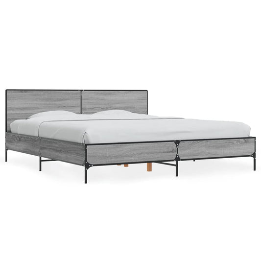 vidaXL Πλαίσιο Κρεβατιού Γκρι Sonoma 200x200 εκ. Επεξ. Ξύλο & Μέταλλο