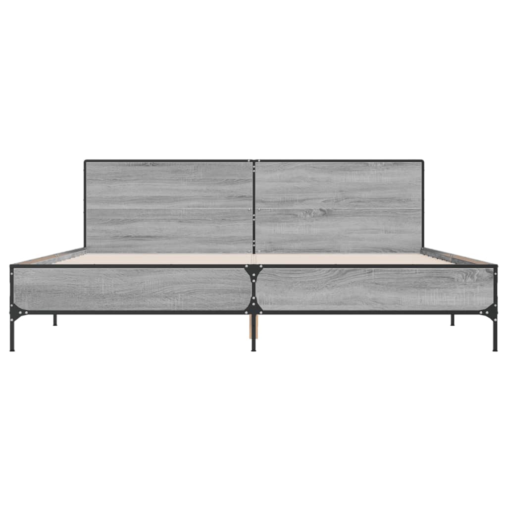 vidaXL Πλαίσιο Κρεβατιού Γκρι Sonoma 200x200 εκ. Επεξ. Ξύλο & Μέταλλο