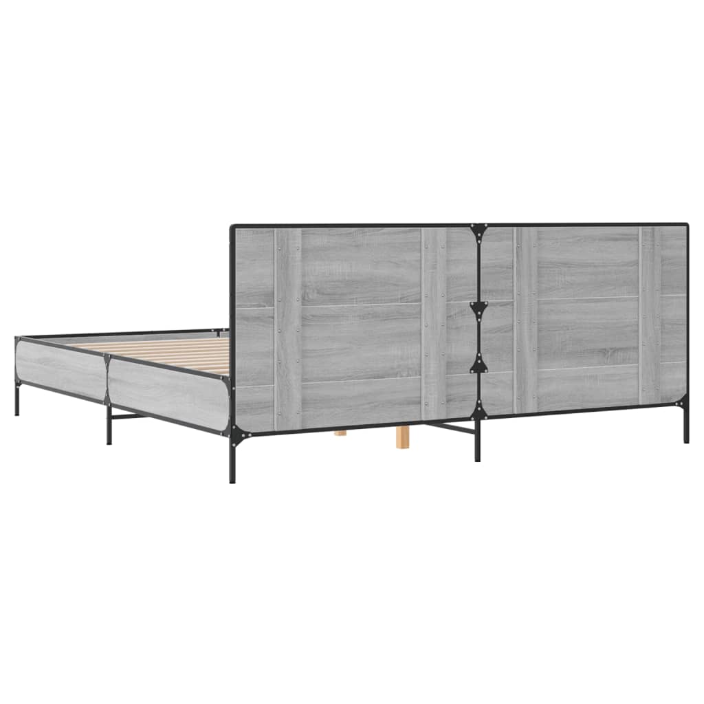 vidaXL Πλαίσιο Κρεβατιού Γκρι Sonoma 200x200 εκ. Επεξ. Ξύλο & Μέταλλο