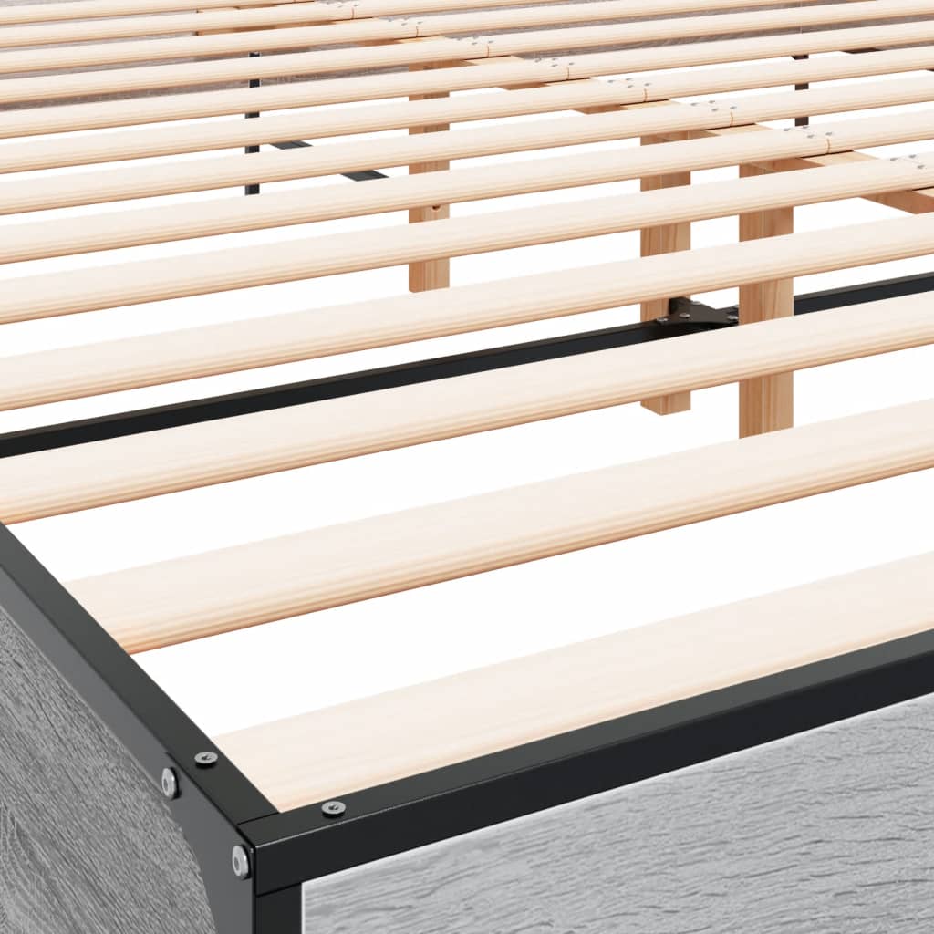 vidaXL Πλαίσιο Κρεβατιού Γκρι Sonoma 200x200 εκ. Επεξ. Ξύλο & Μέταλλο