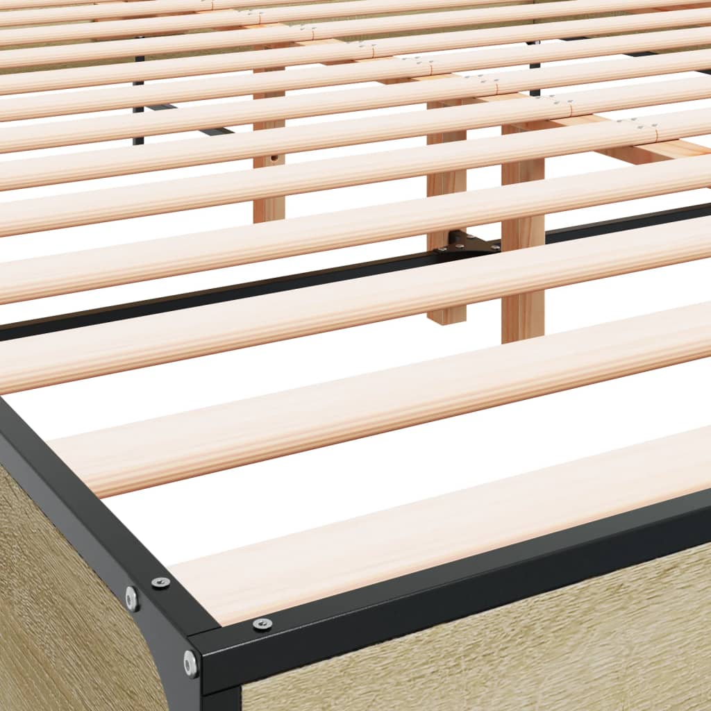 vidaXL Πλαίσιο Κρεβατιού Sonoma Δρυς 120x190 εκ. Επεξ. Ξύλο & Μέταλλο