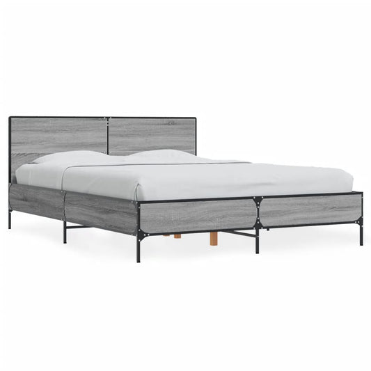 vidaXL Πλαίσιο Κρεβατιού Γκρι Sonoma 120 x 190εκ. Επεξ. Ξύλο & Μέταλλο