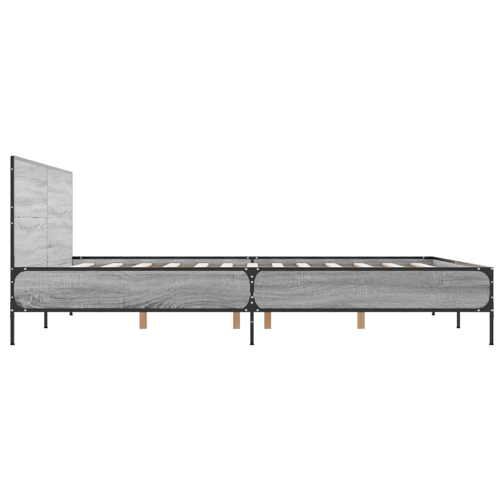 vidaXL Πλαίσιο Κρεβατιού Γκρι Sonoma 120 x 190εκ. Επεξ. Ξύλο & Μέταλλο
