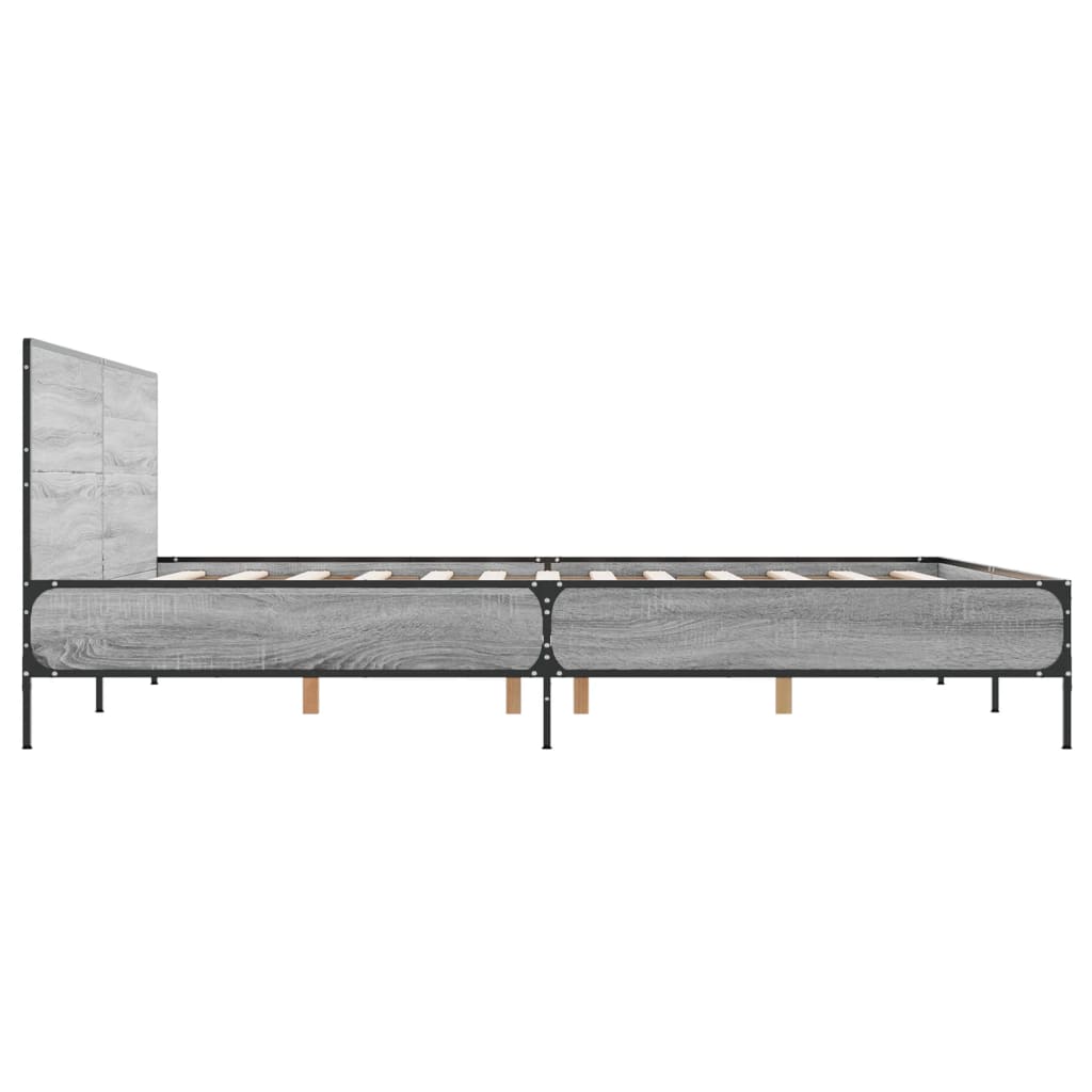 vidaXL Πλαίσιο Κρεβατιού Γκρι Sonoma 135x190 εκ. Επεξ. Ξύλο & Μέταλλο