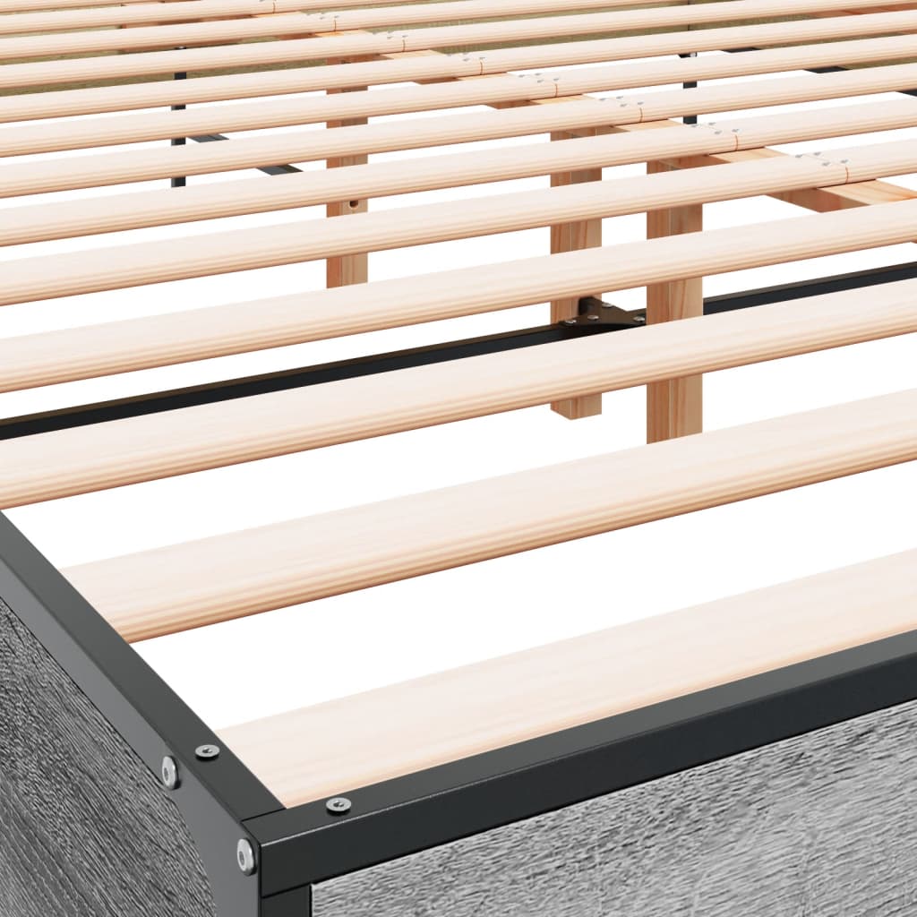 vidaXL Πλαίσιο Κρεβατιού Γκρι Sonoma 135x190 εκ. Επεξ. Ξύλο & Μέταλλο
