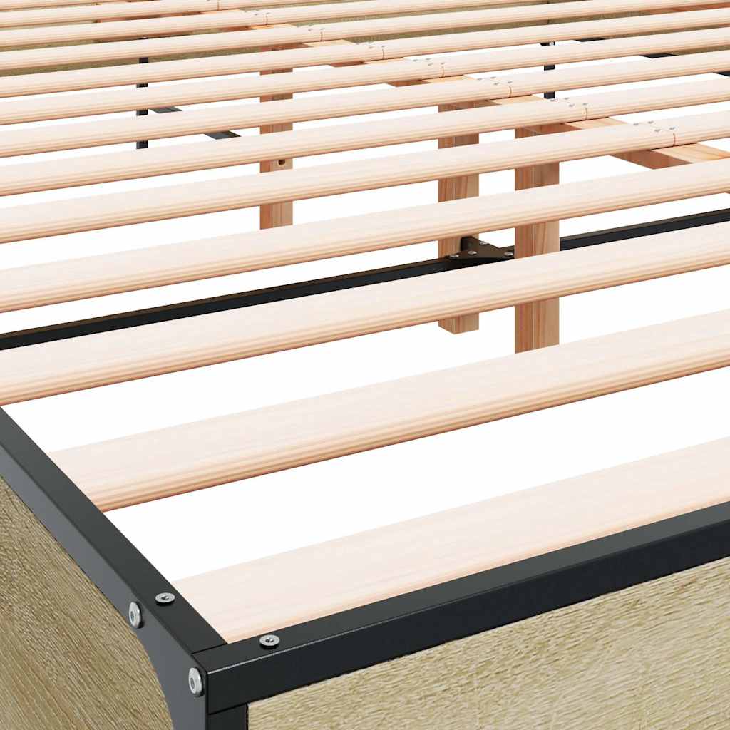 vidaXL Πλαίσιο Κρεβατιού Sonoma Δρυς 140x190 εκ. Επεξ. Ξύλο & Μέταλλο