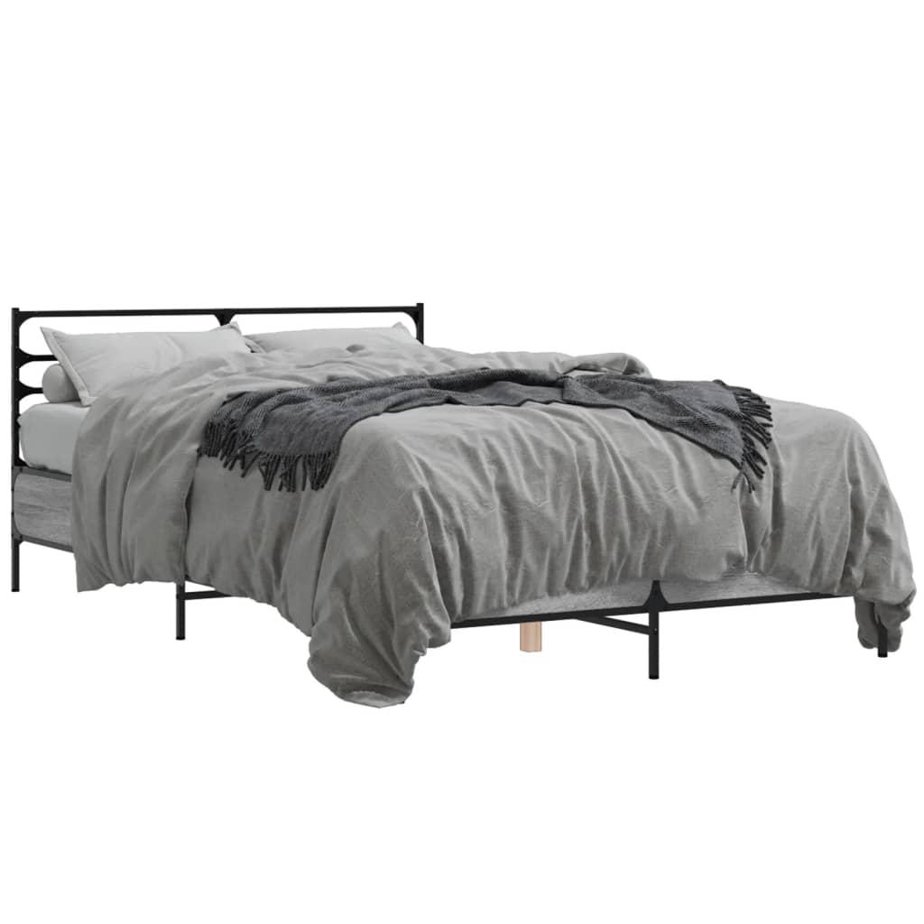 vidaXL Πλαίσιο Κρεβατιού Γκρι Sonoma 120x200 εκ. Επεξ. Ξύλο & Μέταλλο