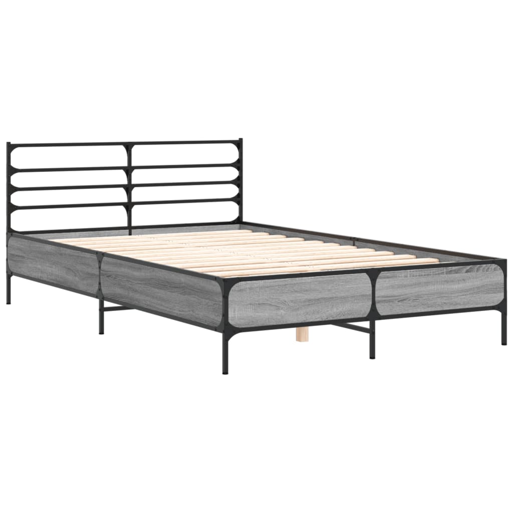 vidaXL Πλαίσιο Κρεβατιού Γκρι Sonoma 120x200 εκ. Επεξ. Ξύλο & Μέταλλο