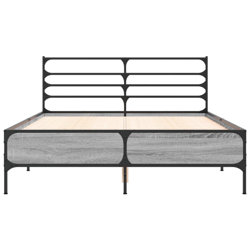 vidaXL Πλαίσιο Κρεβατιού Γκρι Sonoma 120x200 εκ. Επεξ. Ξύλο & Μέταλλο
