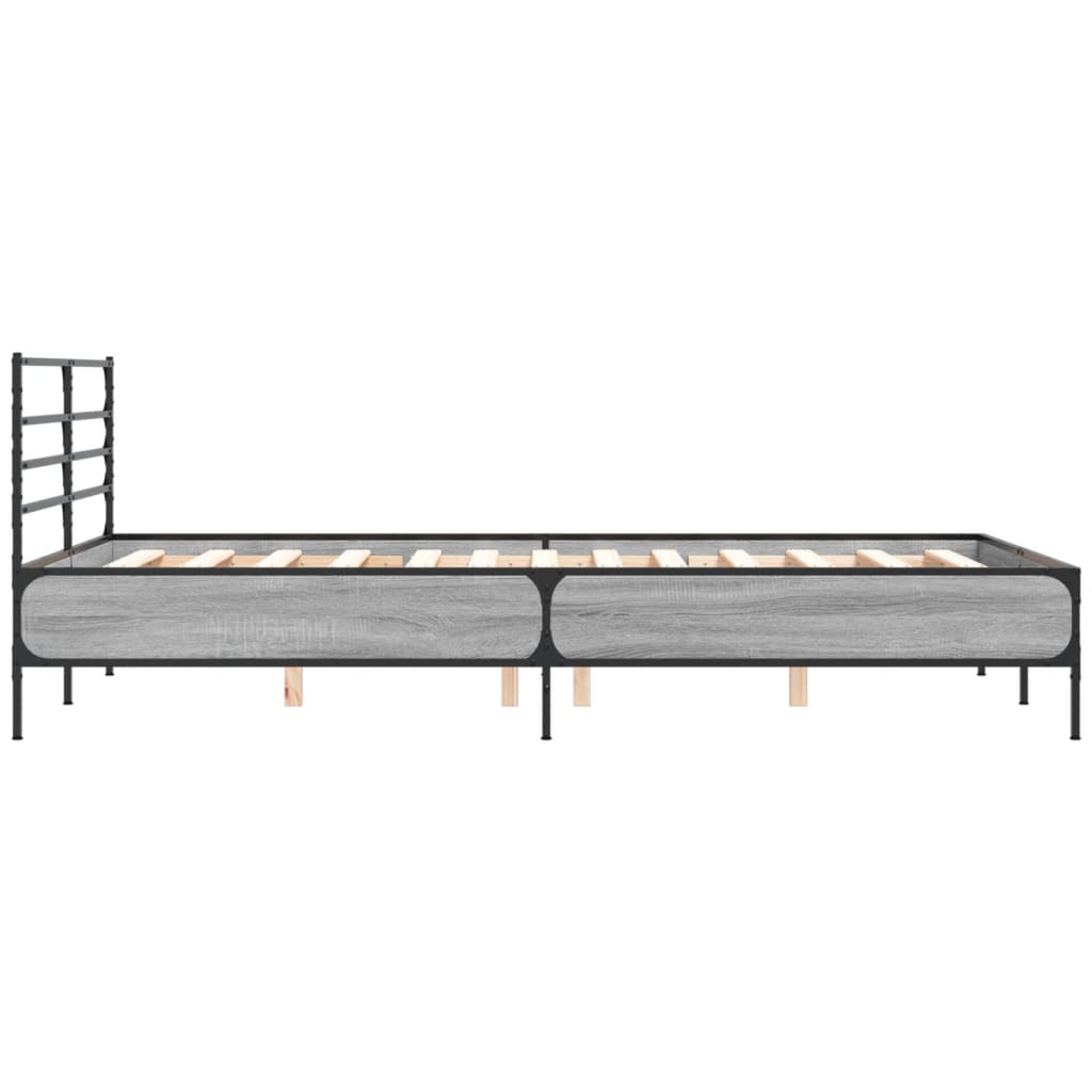 vidaXL Πλαίσιο Κρεβατιού Γκρι Sonoma 120x200 εκ. Επεξ. Ξύλο & Μέταλλο
