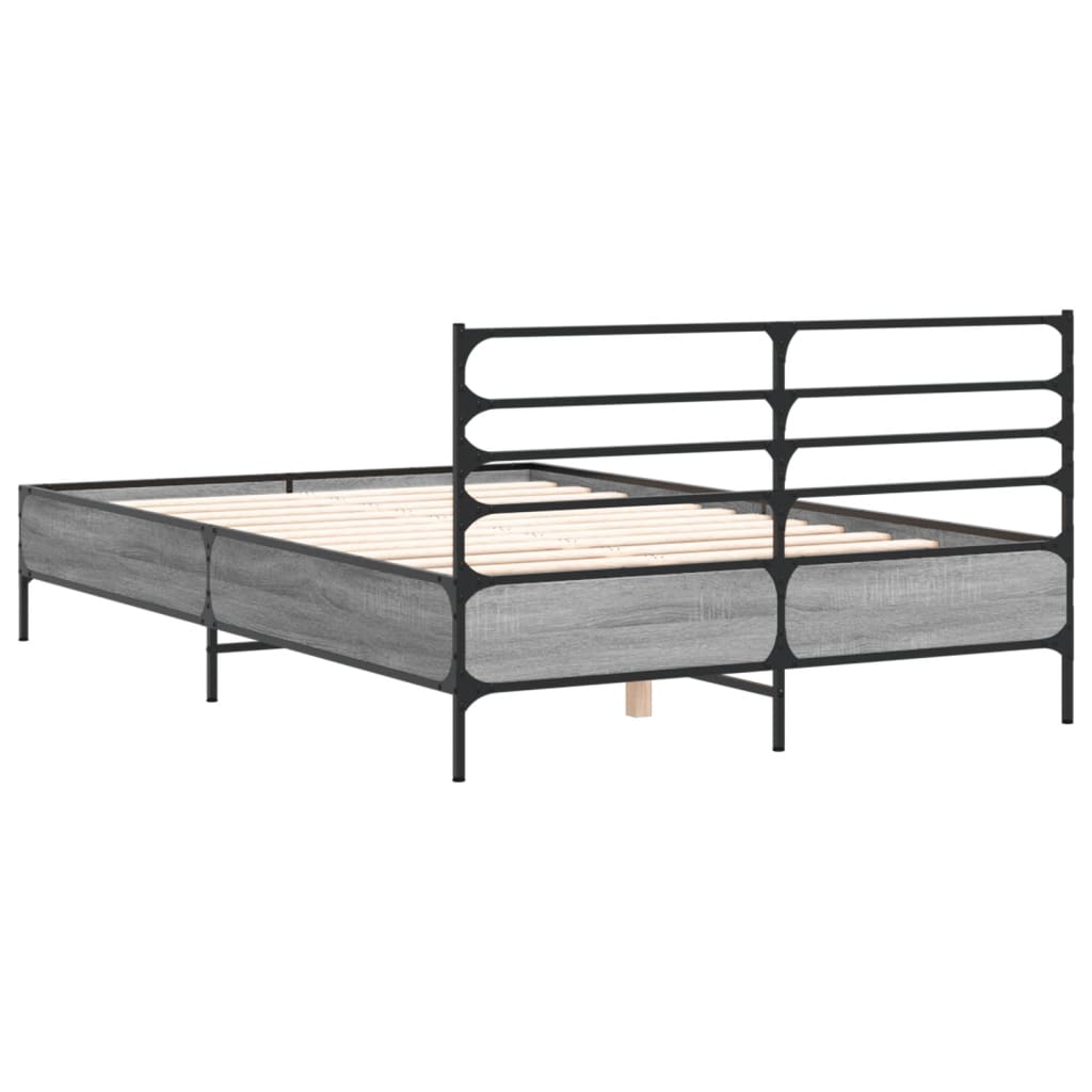 vidaXL Πλαίσιο Κρεβατιού Γκρι Sonoma 120x200 εκ. Επεξ. Ξύλο & Μέταλλο