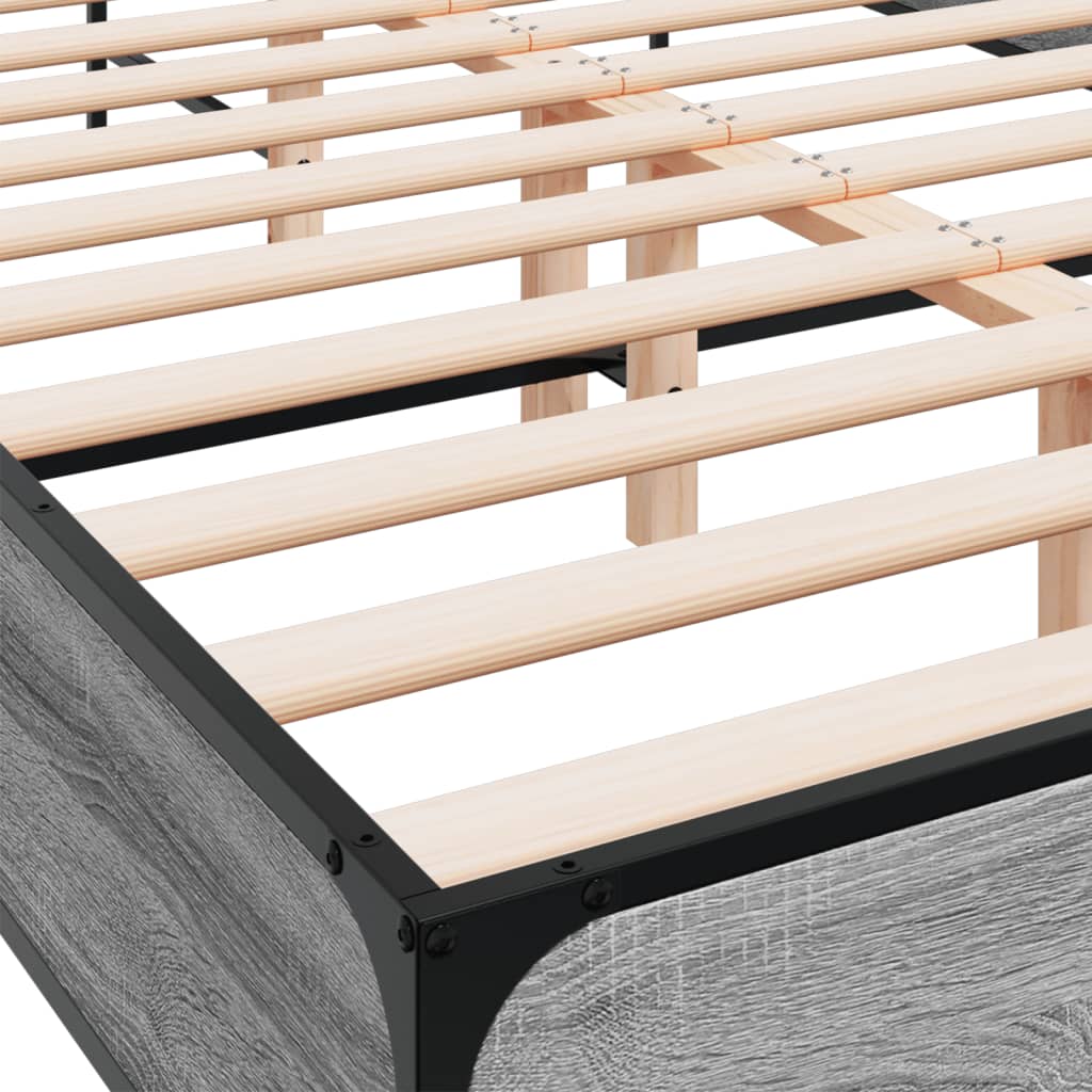 vidaXL Πλαίσιο Κρεβατιού Γκρι Sonoma 120x200 εκ. Επεξ. Ξύλο & Μέταλλο