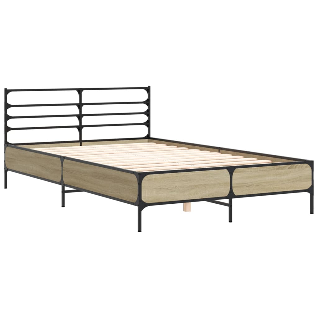 vidaXL Πλαίσιο Κρεβατιού Sonoma Δρυς 140x200 εκ. Επεξ. Ξύλο & Μέταλλο