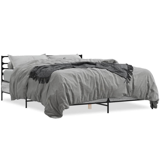 vidaXL Πλαίσιο Κρεβατιού Γκρι Sonoma 150x200 εκ. Επεξ. Ξύλο & Μέταλλο