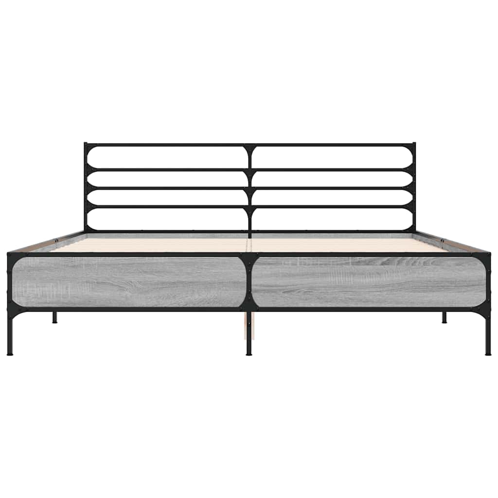 vidaXL Πλαίσιο Κρεβατιού Γκρι Sonoma 150x200 εκ. Επεξ. Ξύλο & Μέταλλο