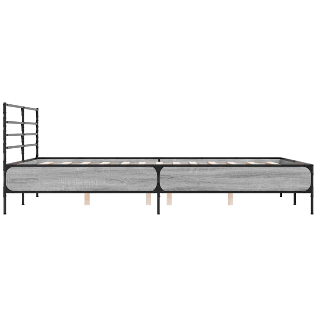 vidaXL Πλαίσιο Κρεβατιού Γκρι Sonoma 150x200 εκ. Επεξ. Ξύλο & Μέταλλο