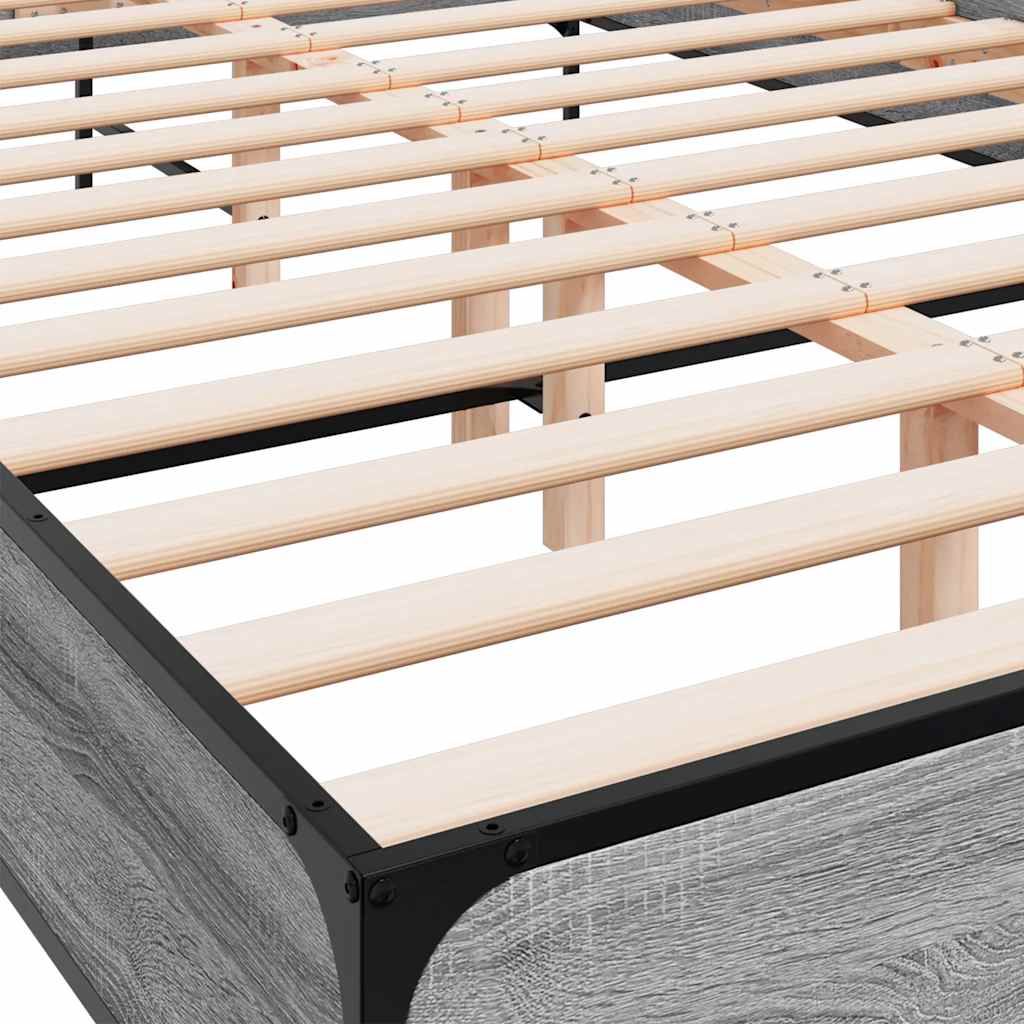 vidaXL Πλαίσιο Κρεβατιού Γκρι Sonoma 150x200 εκ. Επεξ. Ξύλο & Μέταλλο