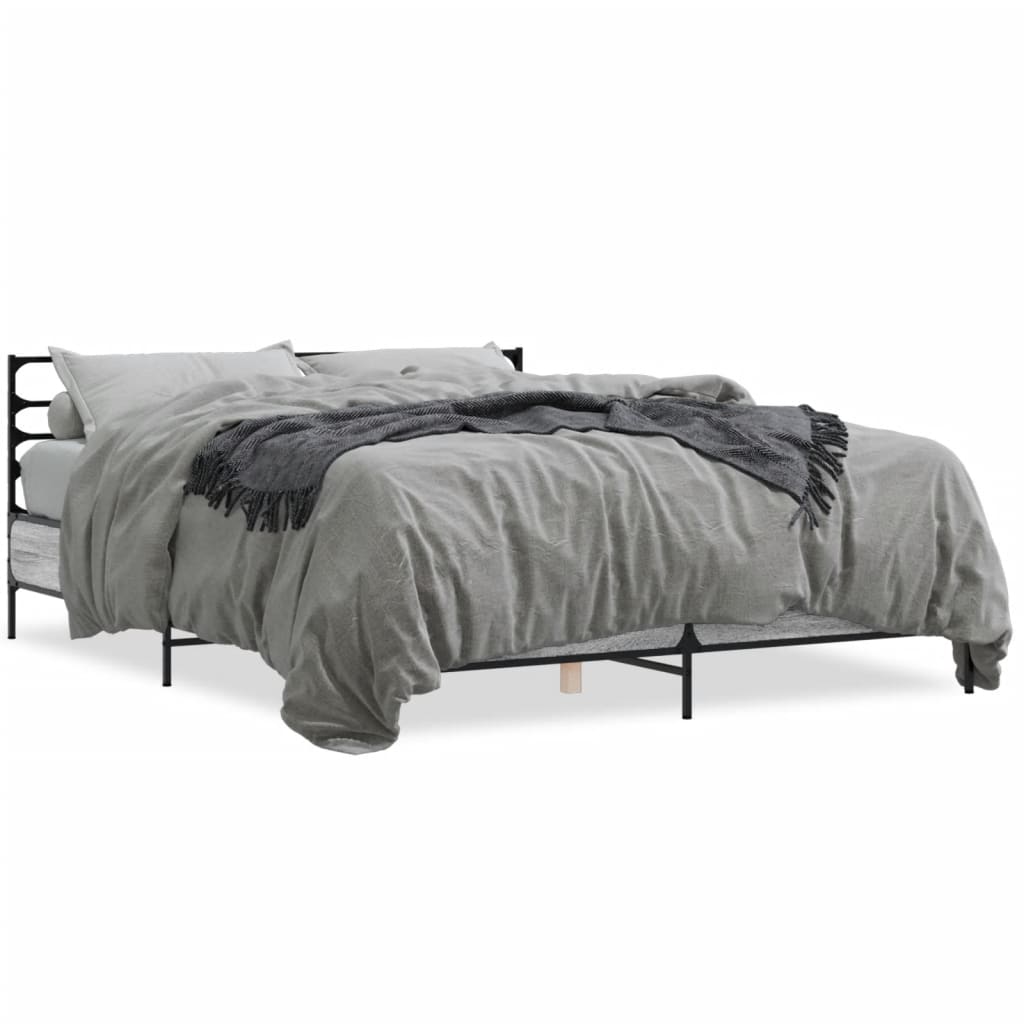 vidaXL Πλαίσιο Κρεβατιού Γκρι Sonoma 160x200 εκ. Επεξ. Ξύλο & Μέταλλο