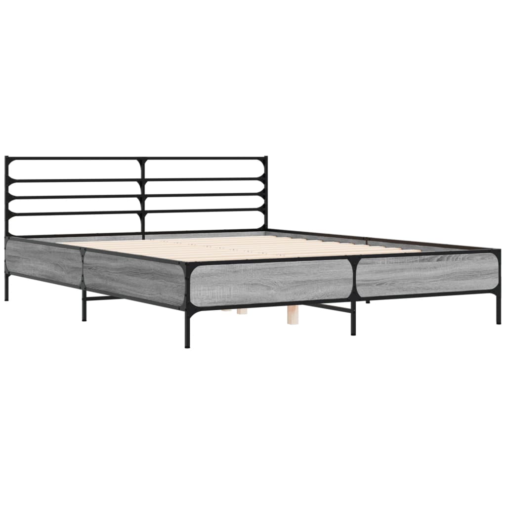 vidaXL Πλαίσιο Κρεβατιού Γκρι Sonoma 160x200 εκ. Επεξ. Ξύλο & Μέταλλο
