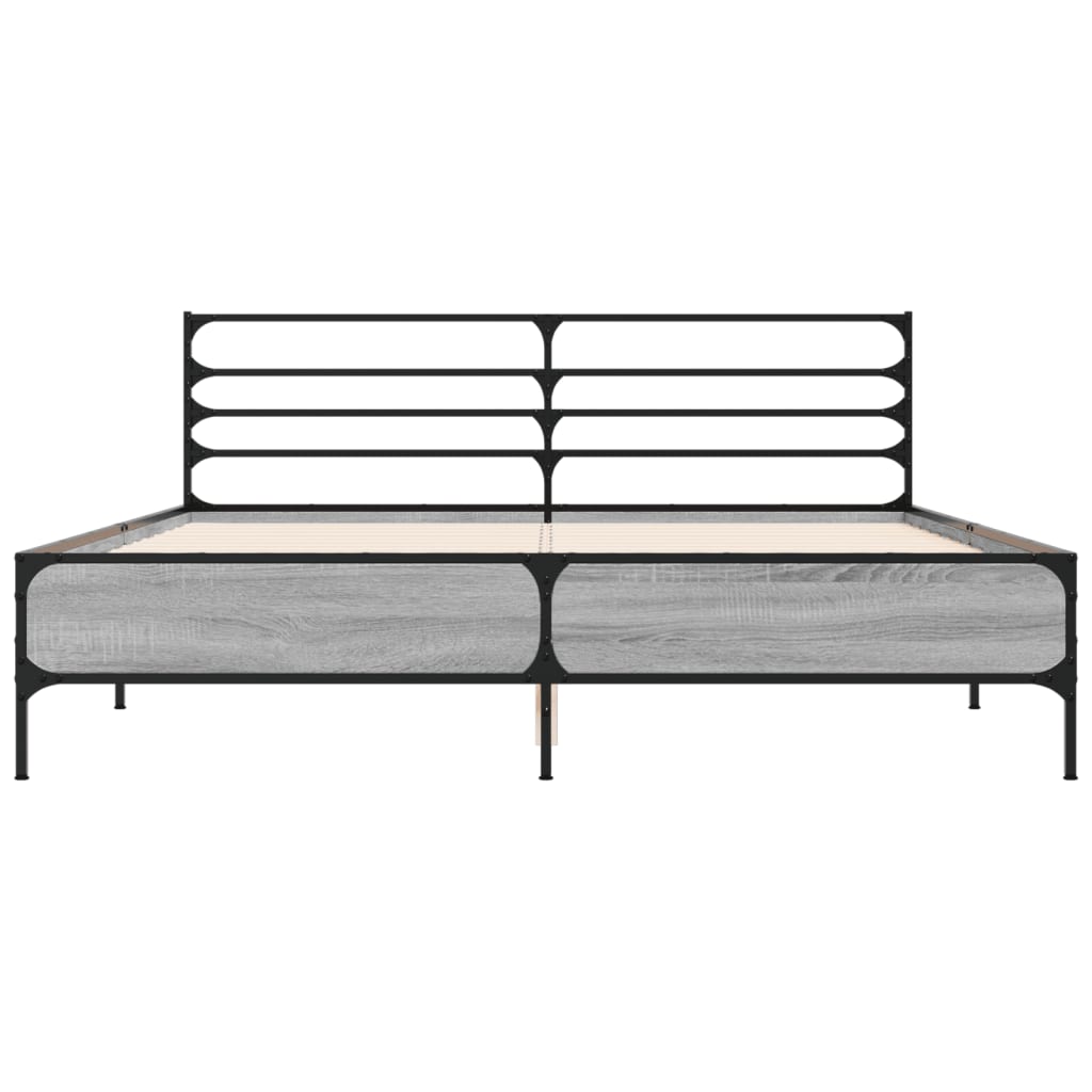 vidaXL Πλαίσιο Κρεβατιού Γκρι Sonoma 160x200 εκ. Επεξ. Ξύλο & Μέταλλο
