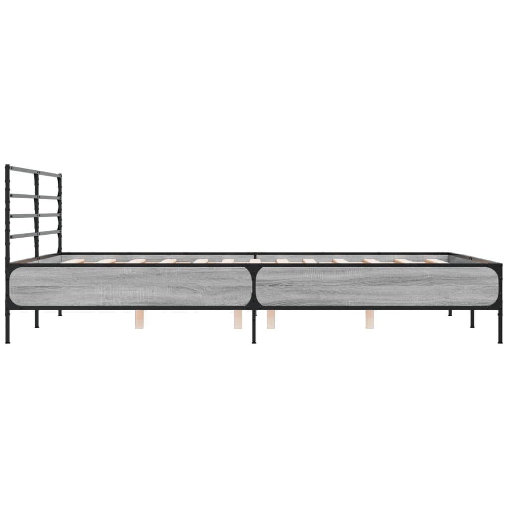 vidaXL Πλαίσιο Κρεβατιού Γκρι Sonoma 160x200 εκ. Επεξ. Ξύλο & Μέταλλο