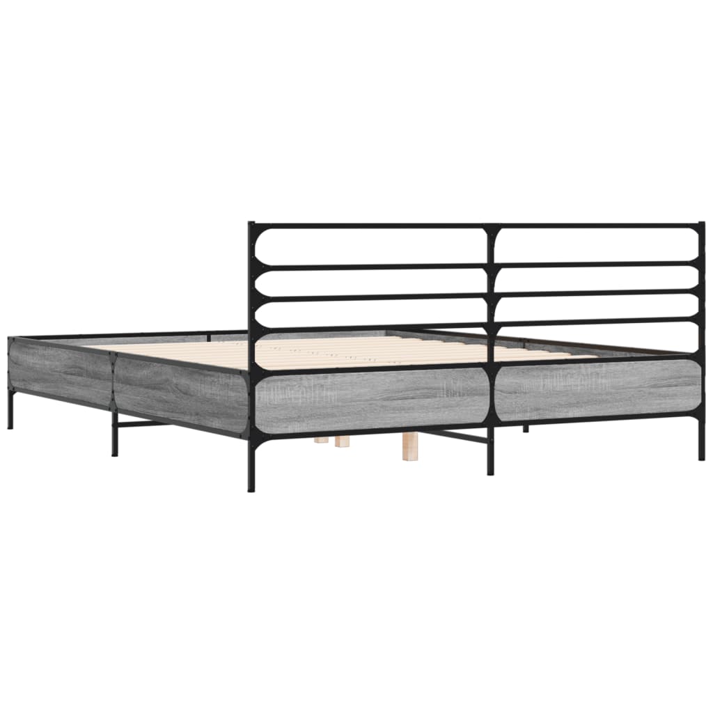 vidaXL Πλαίσιο Κρεβατιού Γκρι Sonoma 160x200 εκ. Επεξ. Ξύλο & Μέταλλο